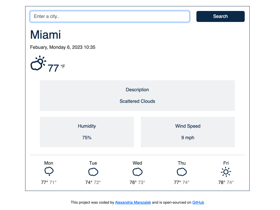 React Weather App Preview